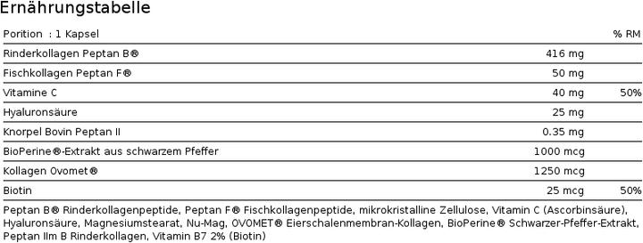 Nutritional values and ingredients Alpine Labs Collagen All In One (60 Piece, Capsules)