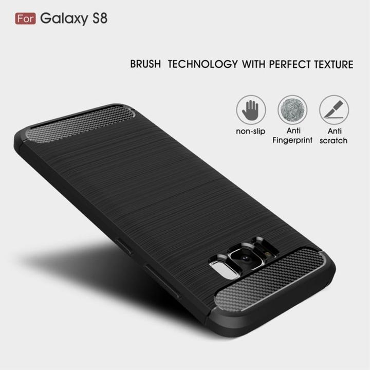 Produktbild König Design Hülle Handy Schutz für Samsung Galaxy S8 Case Cover Etuis Carbon Optik Schwarz (Samsung Galaxy S8+)