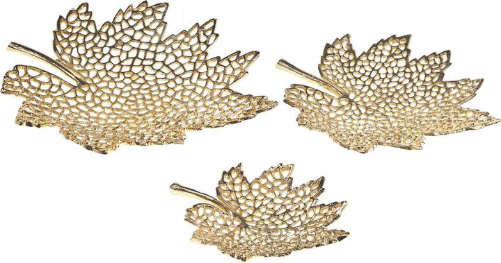 Produktbild Beliani Dekoschale Aluminium gold Ahornblätter 3er Set PEMALI (35 cm)