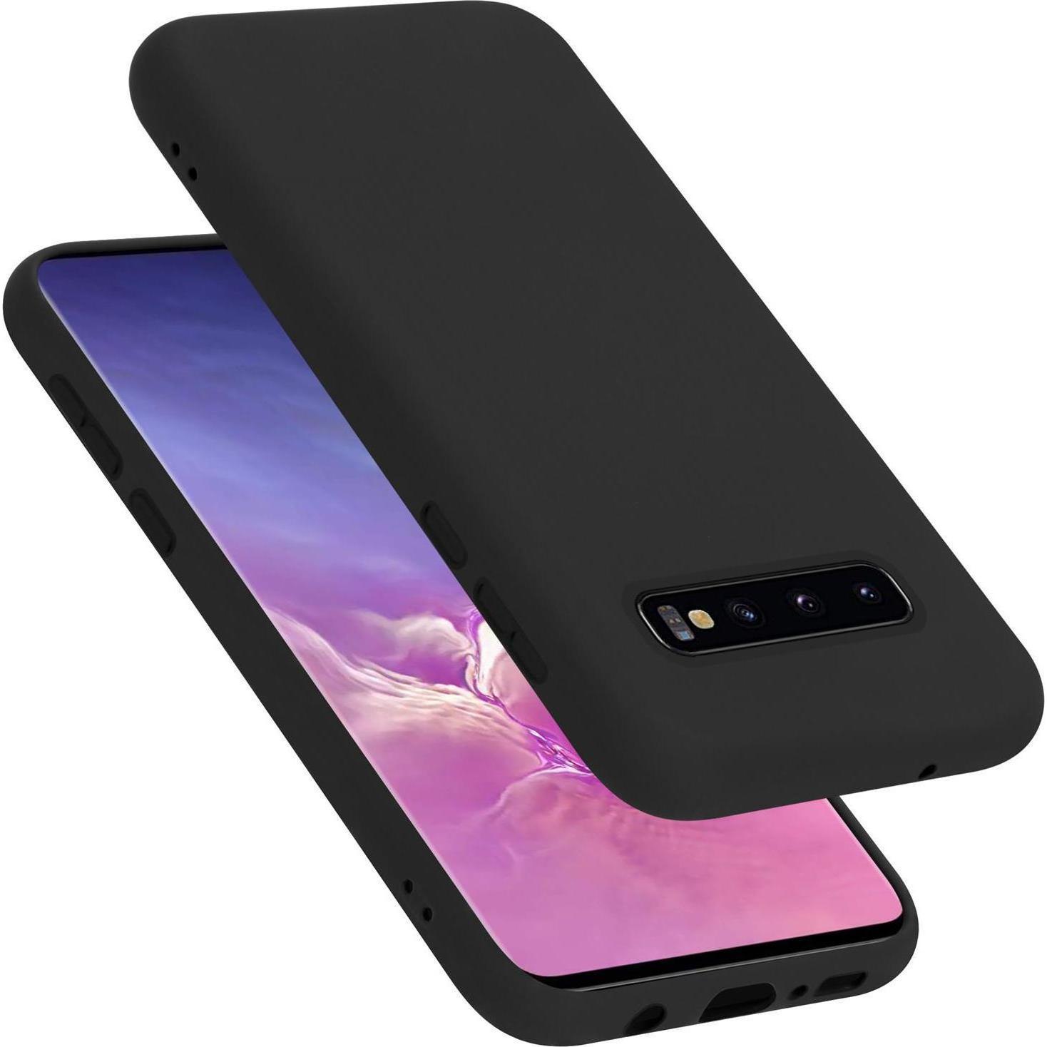 Cadorabo TPU Liquid Silicone Case Cover (Samsung Galaxy S10+), Smartphone Hülle, Schwarz