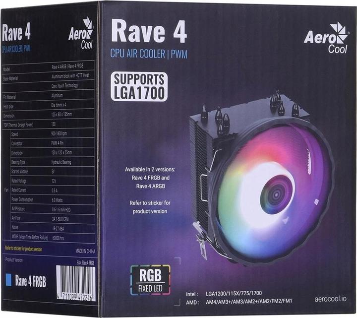Image du produit AeroCool Refroidissement PGS RAVE 4 FRGB PWM 4P