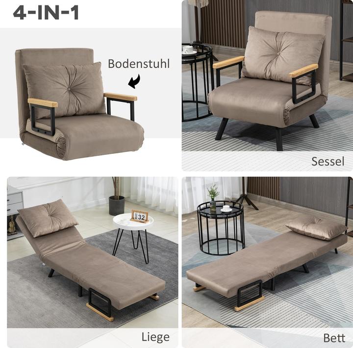 Immagine prodotto Homcom Schlafsofa Stahl, Polyester Braun