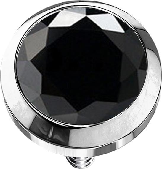Immagine prodotto Star Piercing Dermal Anchor argento con cristallo nero (senza ottone, Acciaio chirurgico 316L)