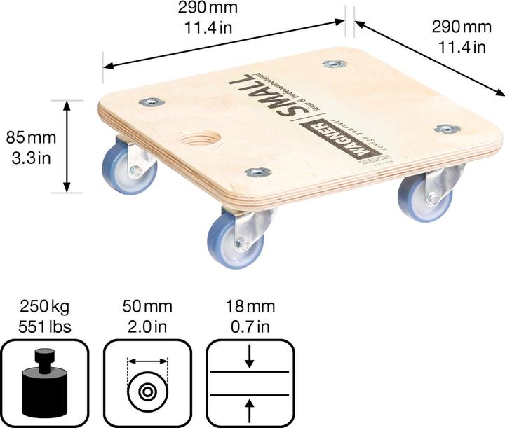Image du produit kaiserkraft Rouleau de transport en plaque multiplex (200 kg)