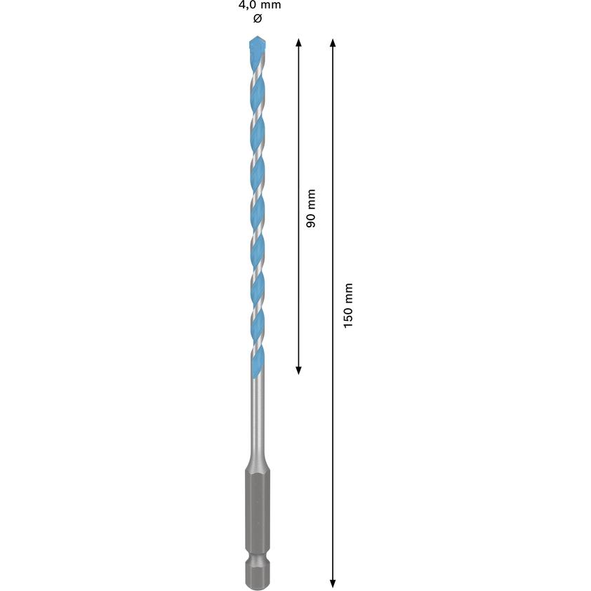 Bosch Professional Zubehör, Punta da trapano, EXPERT HEX-9 Multi Construction Bohrer, 4x90x150 mm (4 millimetri)