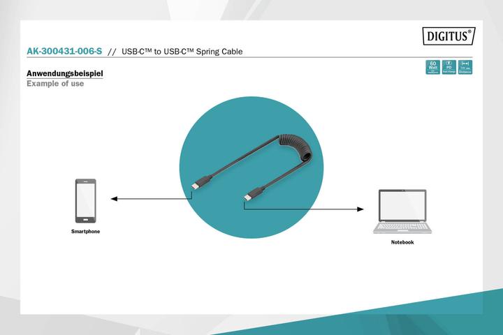 Produktbild Digitus USB C — USB C (1 m, USB 2.0, 60 W)