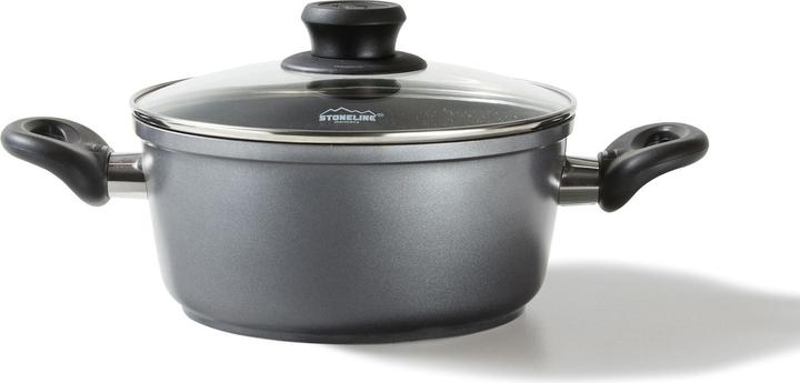 Actual product image Stoneline Saucepan 20 cm, with glass lid, non-stick frying pot, induction and oven-safe (Pot, Cast aluminium, 20 x 9.50 cm)