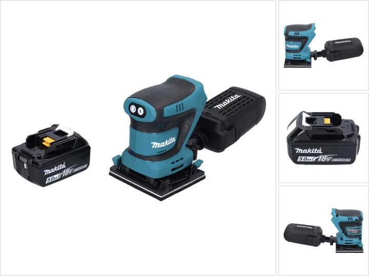 1x Makita DBO 480 Akku Schwingschleifer, 1x Staubbox, 1x Makita BL 1850 B 18 V 5,0 Ah Akku (197280-8)