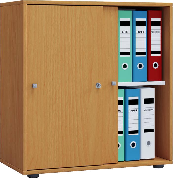 Image du produit VCM Holz Büroschrank Aktenregal Lona 2 Fächer Schiebetüren (70 x 74 x 37 cm)