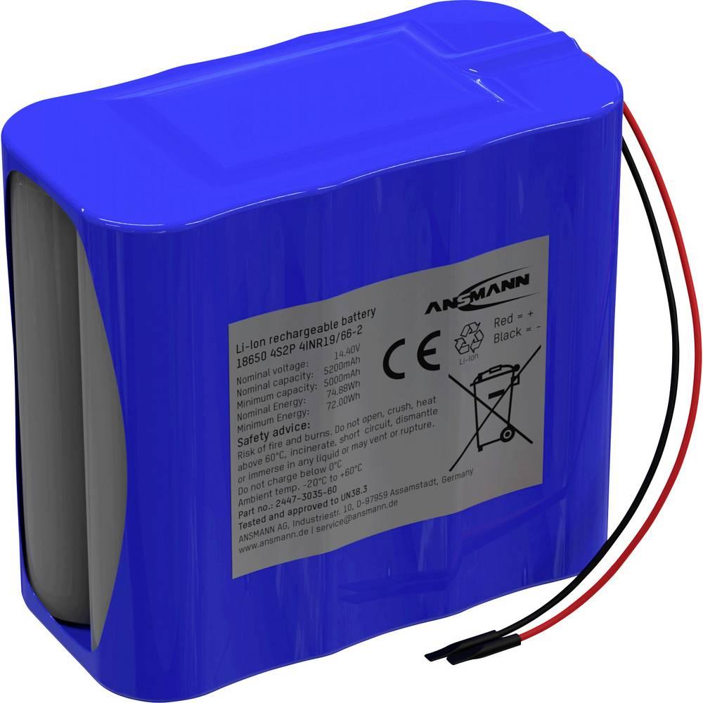 Ansmann 4S2P Akkupack 8x 18650 Kabel Li-Ion 14.4V 5200mAh Akkupack 8x Li-Ion 1 (1 pz., 18650, 5200 mAh), Batterie + pile