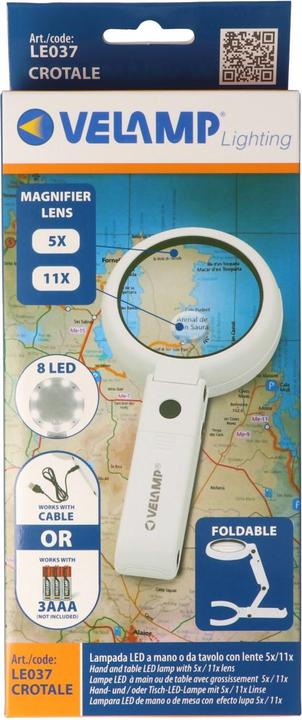 Image du produit Velamp Lampe de poche ou de table à LED LE037, loupe portable à 8 LED