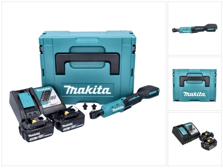 Produktbild Makita DWR 180 RFJ Akku Ratschenschrauber 18 V 47,5 Nm 1/4" 3/8" + 2x Akku 3,0 Ah + Ladegerät + (1/4", 3/8")