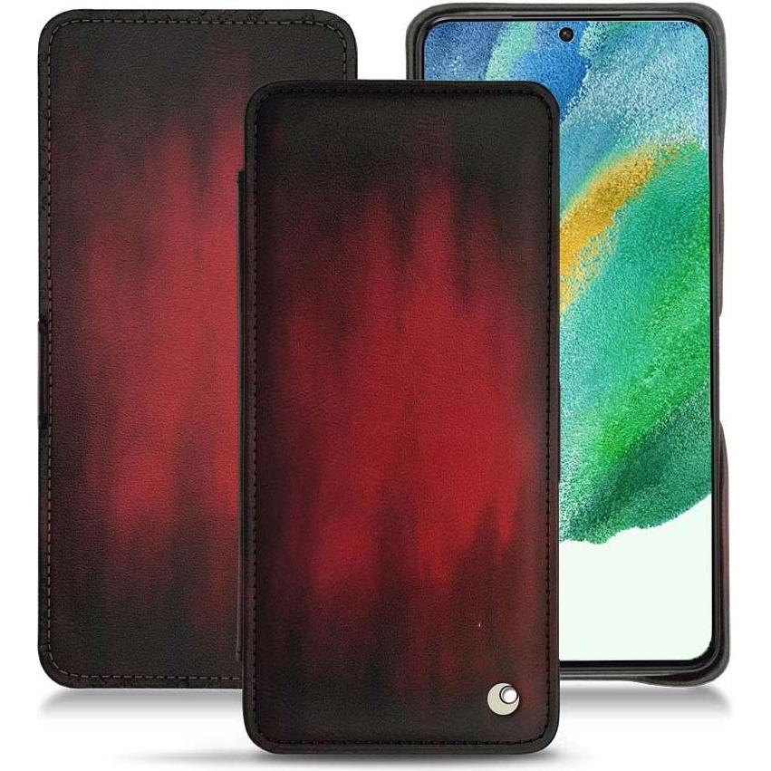 Thumbnail - Noreve Lederschutzhülle Samsung Galaxy S21 FE (Samsung Galaxy S21 FE), Smartphone Hülle, Rot