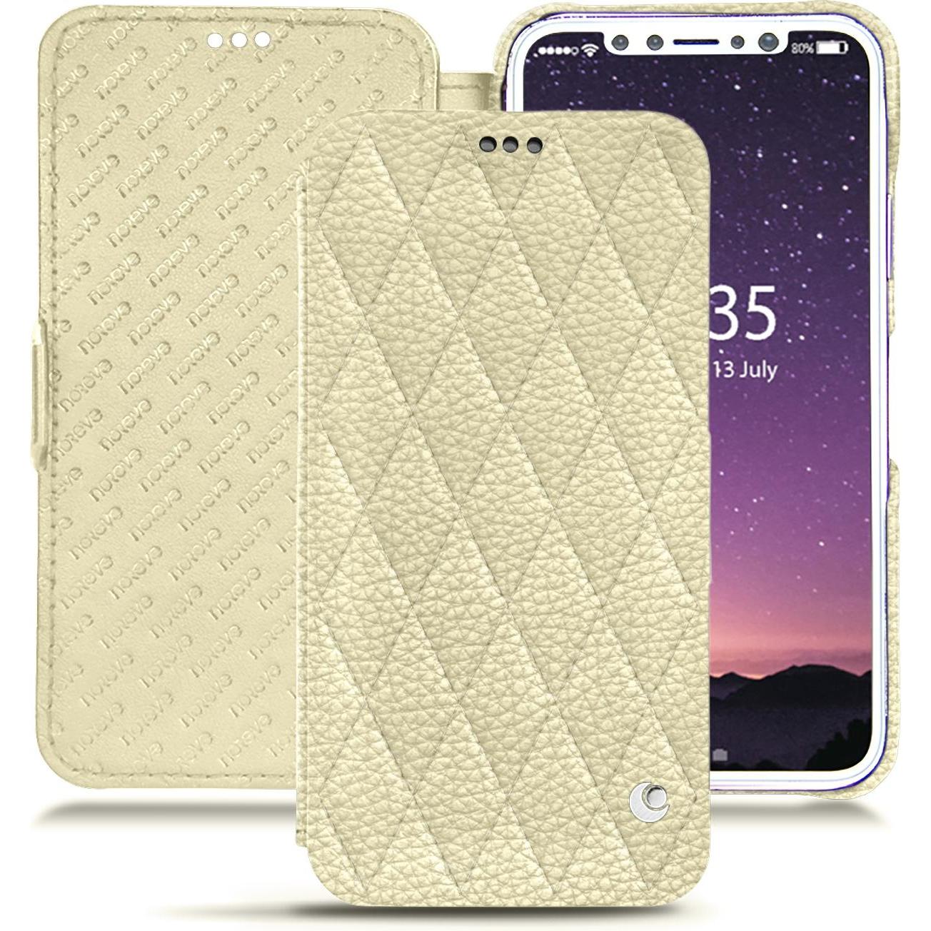 Noreve Lederschutzhülle horizontal (Apple iPhone X), Smartphone Hülle, Weiss