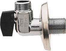 Produktbild Villeroy & Boch Gustavsberg Securex kuglehane vinkelløbende med kontraventil, inkl. roset 65 mm. 1/2" forkromet med