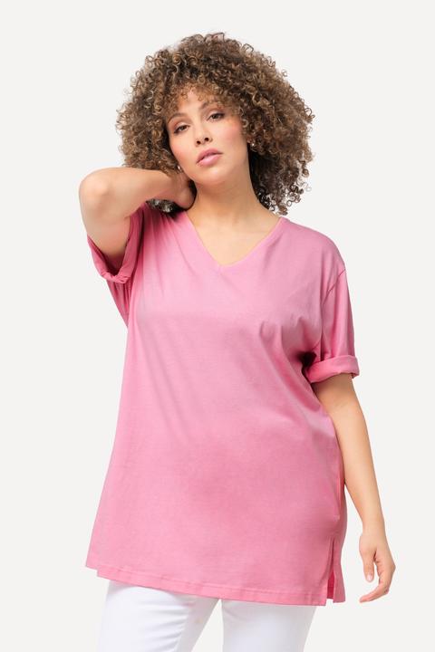 Actual product image Ulla Popken Basic V-Neck Relaxed Fit Short Sleeve Tee (54)