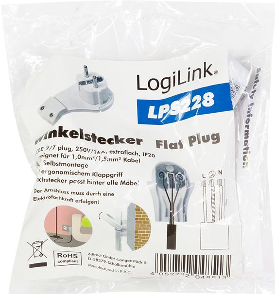 Productafbeelding LogiLink Platte hoekplug wit