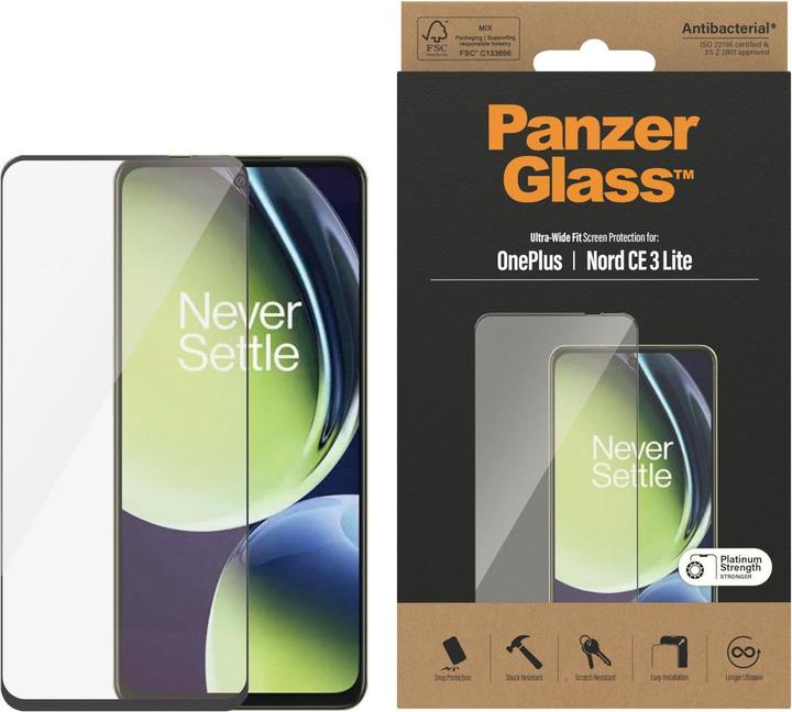 Actual product image PanzerGlass Tempered Glass Edge To Edge Screen Protector OnePlus Nord Ce 3 Lite (1 Piece, OnePlus North CE 3 Lite)
