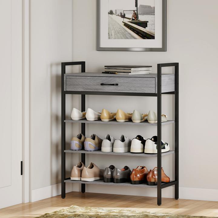 Produktbild Homcom Schuhregal Spanplatte, Metall Grau (30 x 30 x 87.60 cm)