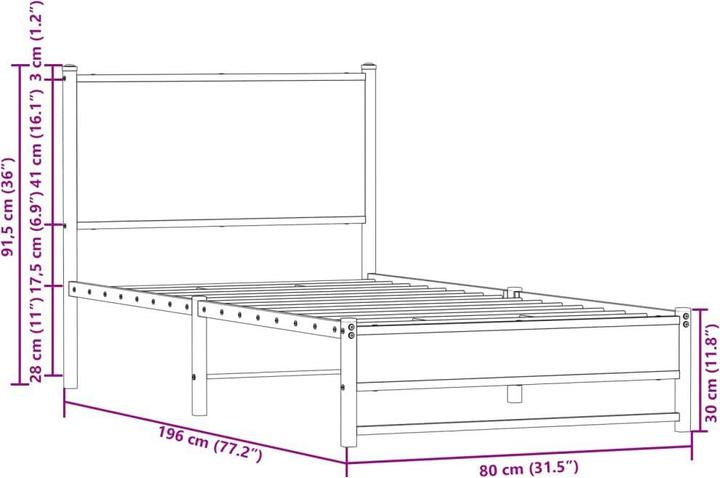 Immagine prodotto vidaXL Letto senza materasso (75 x 190 cm)
