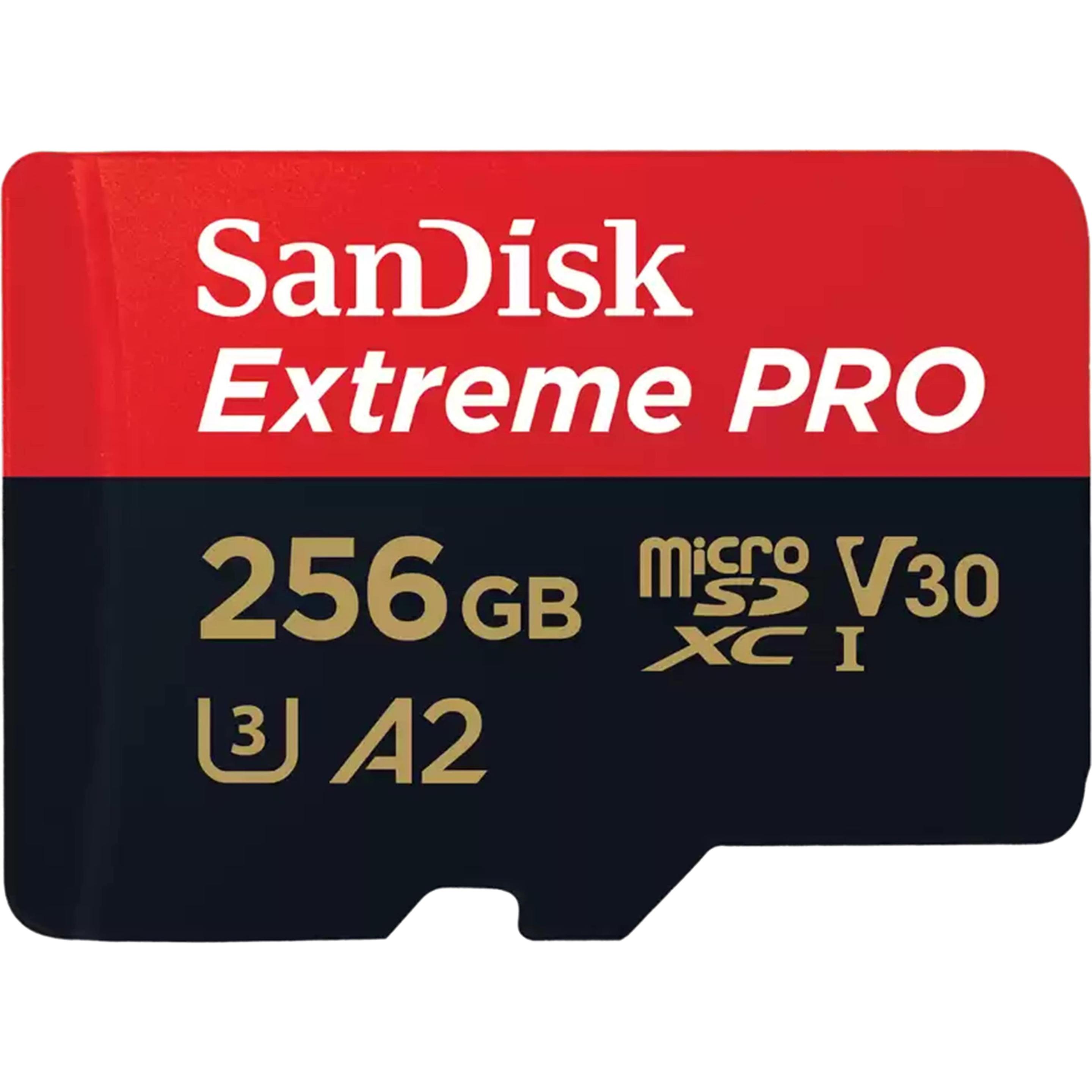 SanDisk Extreme PRO UHS-I V30 (256 GB, microSDXC, U3, UHS-I), Speicherkarte, Schwarz