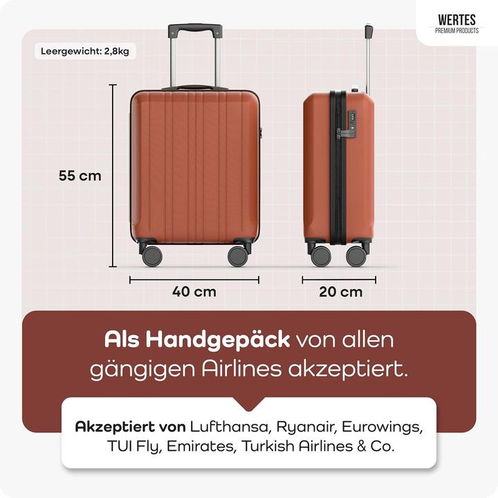 Image du produit Wertes Kabinenkoffer mit Doppellrollen (36 l)