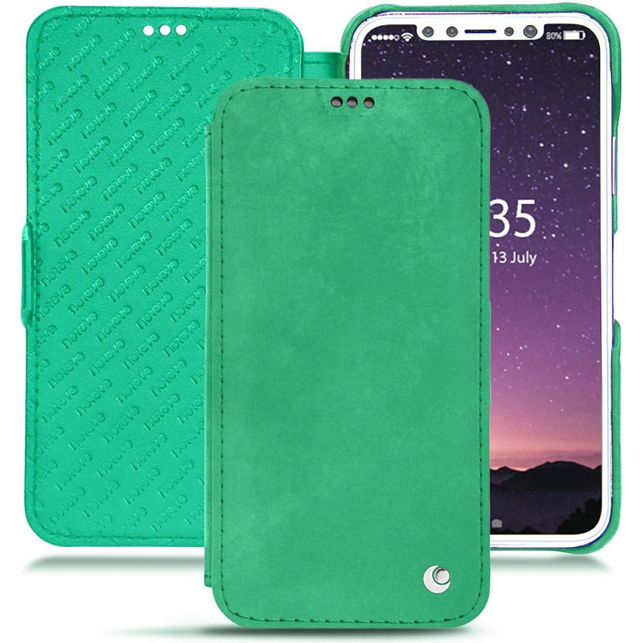 Noreve Lederschutzhülle horizontal (Apple iPhone XS), Smartphone Hülle, Grün