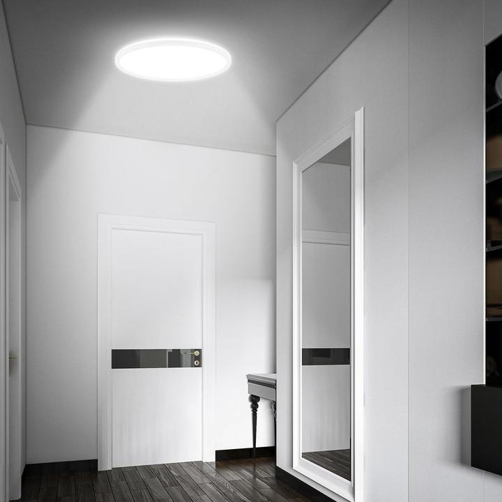 Image du produit Briloner Panneau LED ultra plat avec effet de rétroéclairage + Microwave, IP44, blanc (3000 lm)