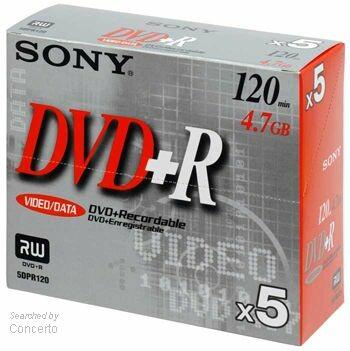 Produktbild Sony 5-Pack 4.7 GB DVD+R, Jewel case (5 x)