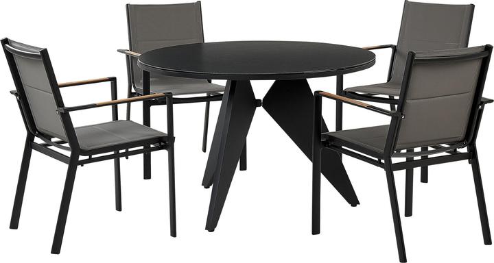 Produktbild Beliani Gartenmöbel Set Aluminium schwarz / grau 4-Sitzer OLMETTO/BUSSETO