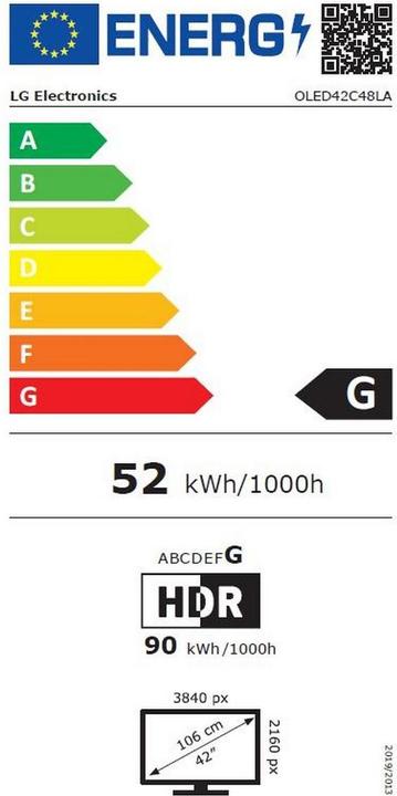 Energie-Label LG OLED42C48LA (42", C4, OLED, 4K, 2024)