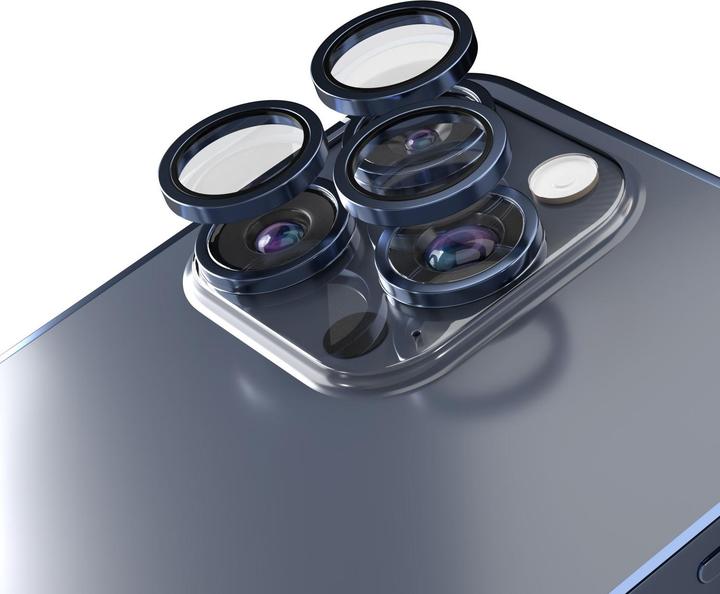 Actual product image Etteri camera lens protector for iPhone 15 Pro / 15 Pro Max deep blue (3 pcs., Apple iPhone 15 Pro, Apple iPhone 15 Pro Max)