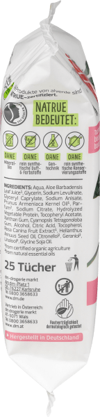 Actual product image dm alverde Organic Wild Rose Cleansing Wipes (Cleaning cloths)