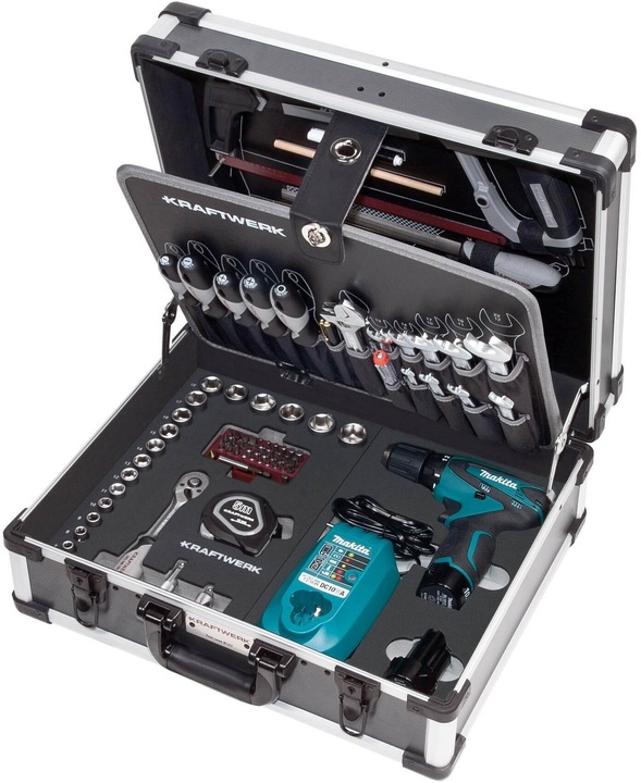 Image du produit Kraftwerk Boîte à outils professionnels B147 avec perceuse-visseuse Makita (100 pièces)