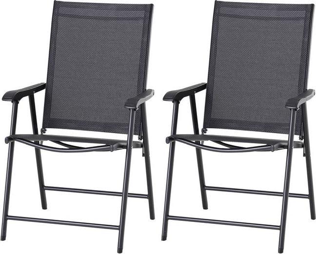Image du produit Swisshandel24 Campingstühle 2er Set Klappstuhl, Armlehnen, Metall Schwarz 58x64x94cm