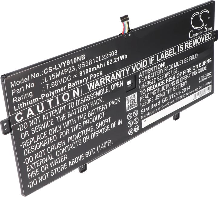 Produktbild AccuCell Akku passend für Lenovo Yoga 910, Lenovo Yoga 910-13IKB, L15M4P23, 7,68V, 8100mAh (8100 mAh)