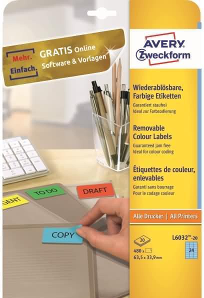 Actual product image Avery Farbige Etiketten, ablösbar