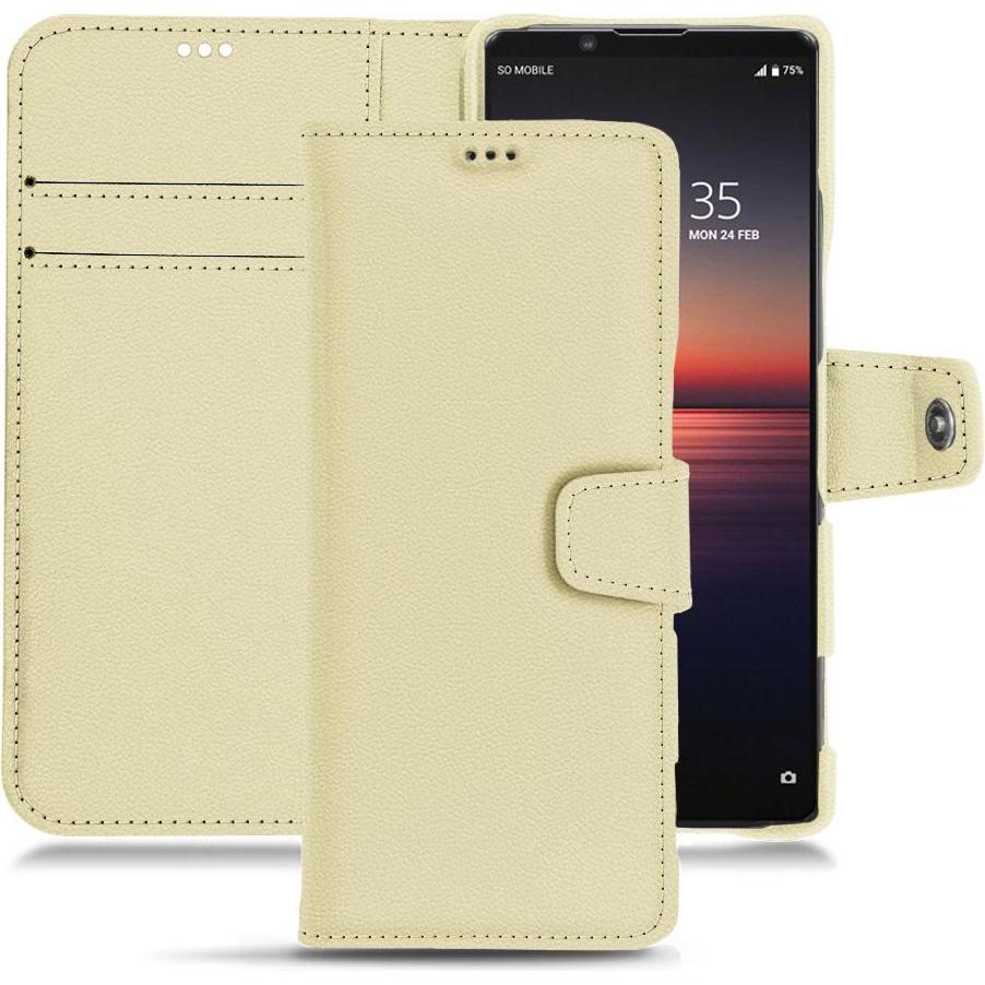 Noreve Lederschutzhülle Wallet (Sony Xperia 1 II), Smartphone Hülle, Beige
