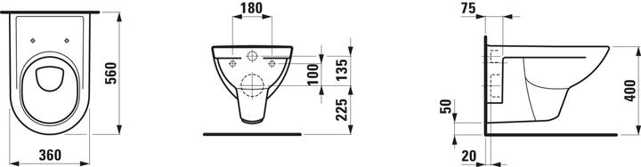 Produktbild Laufen Wand-WC PRO Tiefspüler, 6 l weiss