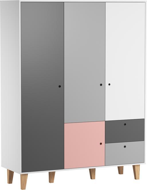 Petits-Meubles Armoire 3 portes Vox Concept Rose (153 x 55 x 201.50 cm)