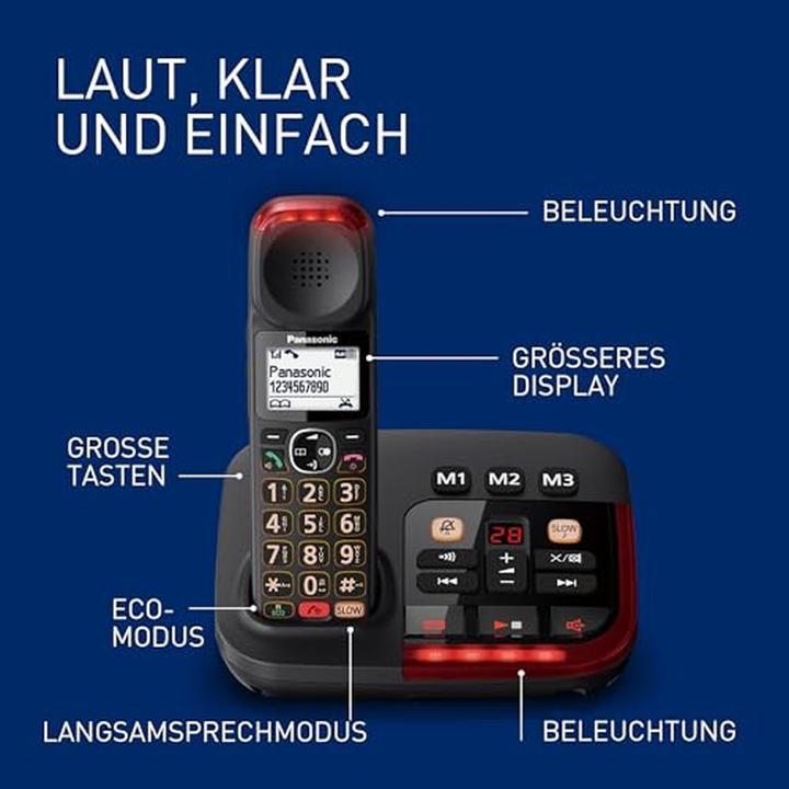 Actual product image Panasonic Téléphone fixe numérique sans fil avec répondeur, haut volume, mode parole lente et blocage d'appels