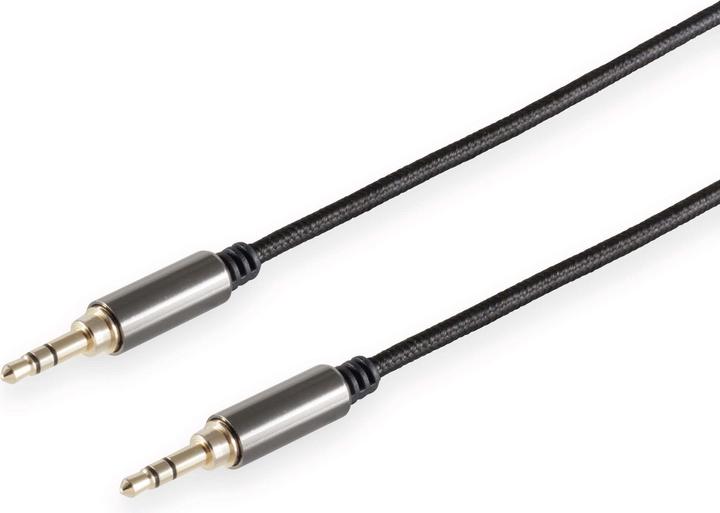 Black Cotton Klinkenkabel, 3,5 mm, Stereo, 1,0 m, schwarz (1 m, AUX Kabel)