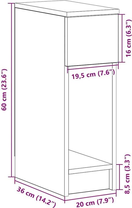 Produktbild vidaXL Nachttisch (20 x 36 x 60 cm)