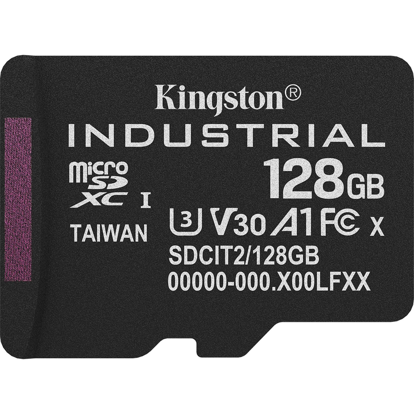 Kingston microSDXC Industrial C10 A1 pSLC Card (128 GB, microSD, U3, UHS-I), Scheda di memoria, Nero