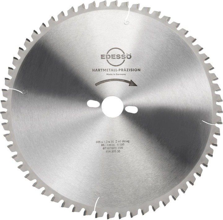 Produktbild Edessö 45430530 HM-Kreissägeblatt Präzision-Spezial 2 KNL HW, Z=60 W neg, 305 x 3,2/2.2 x 30 mm, Sil