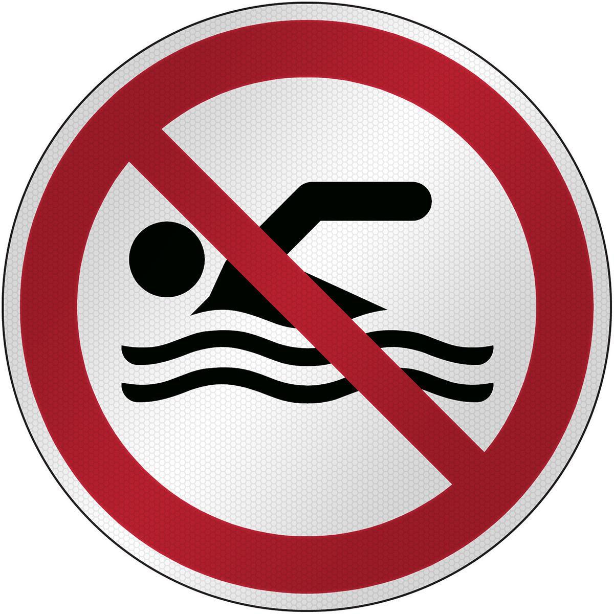 Brady, Etiketten, P/P049NT/RFL-DIA395-1, ISO Sicherheitsschild - Schwimmen verboten, Laminierter Polyester mit