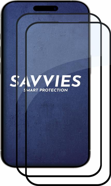 Actual product image Savvies Full-screen armoured glass screen protector (2 Piece, Apple iPhone 15 Plus)