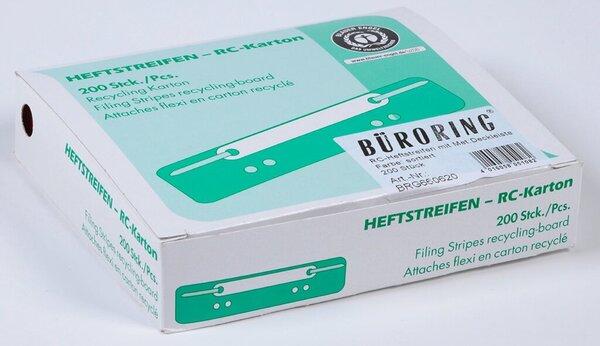 Produktbild Büroring Heftstreifen kurz, Recycling-Karton, farblich sortiert, Metalldeckleiste, 200 Stück