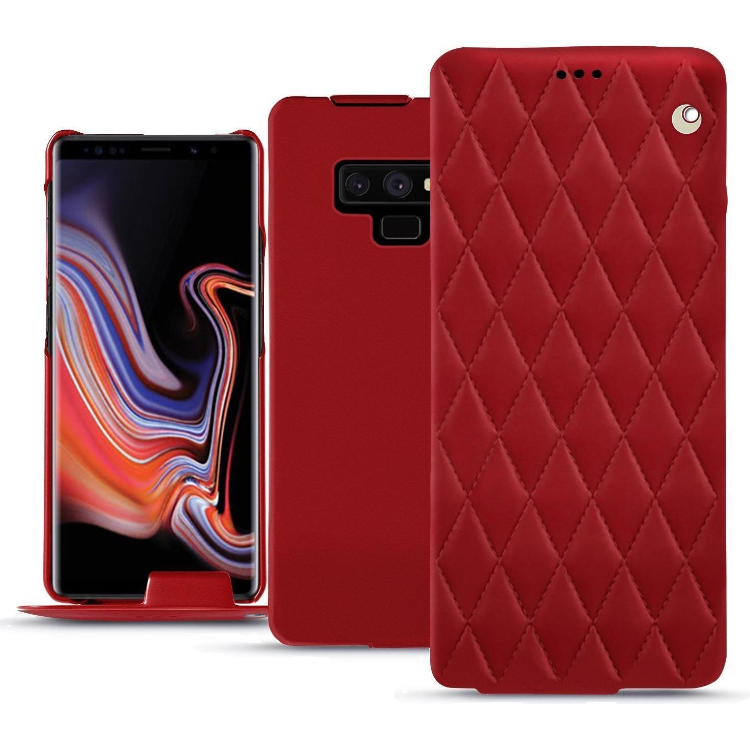 Noreve Lederschutzhülle vertikal (Samsung Galaxy Note 9), Smartphone Hülle, Rot