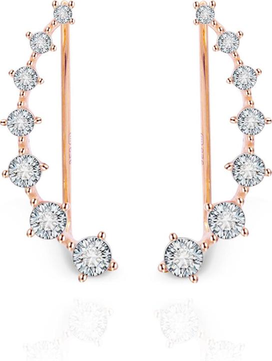 Actual product image Beneto Bronze longitudinal earrings with clear crystals AGU2712-RG (L)